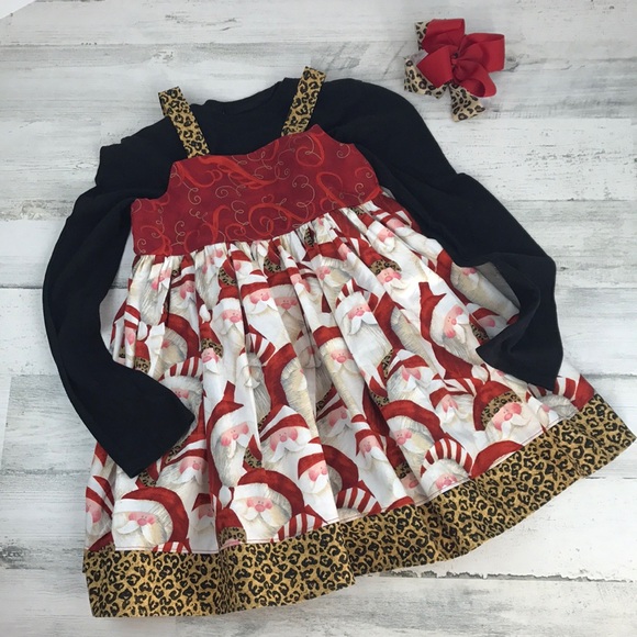 Santa Leopard Holiday dress size 4 / 5 - Picture 5 of 8